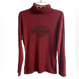 Harley Davidson burgundy turtleneck sweater women XL